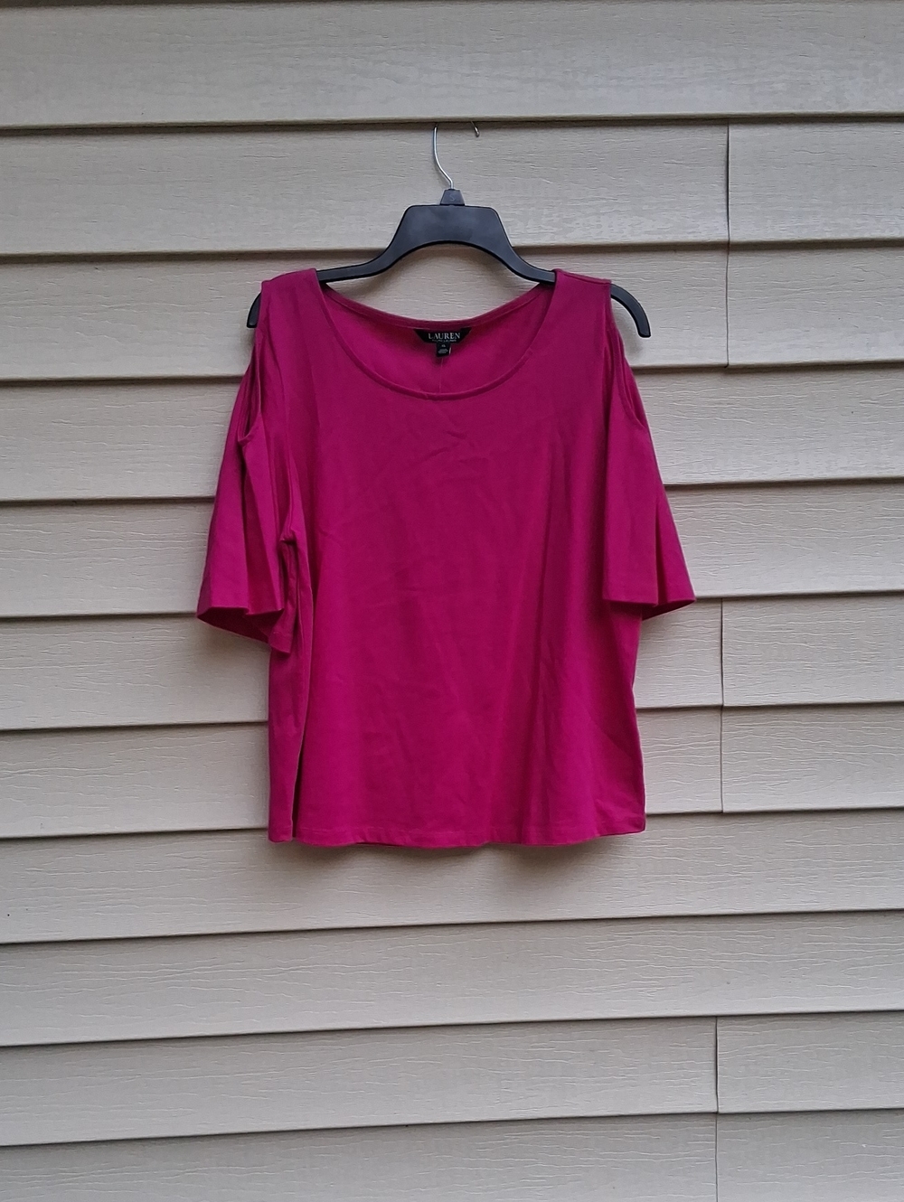 Lauren Ralph Lauren Raspberry Cold-Shoulder Scoop Neck Top